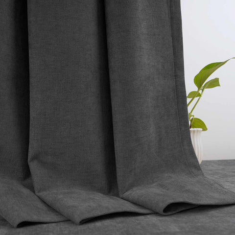 OY12 Blackout Soft Chenille Curtains Pinch Pleat 1 Panel