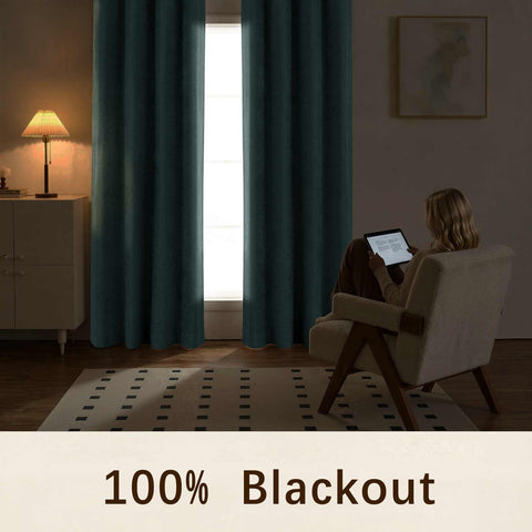 OY12 Blackout Soft Chenille Curtains Pinch Pleat 1 Panel