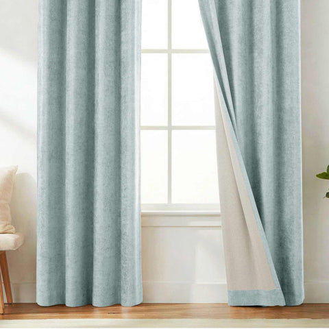 OY12 Blackout Soft Chenille Curtains Pinch Pleat 1 Panel