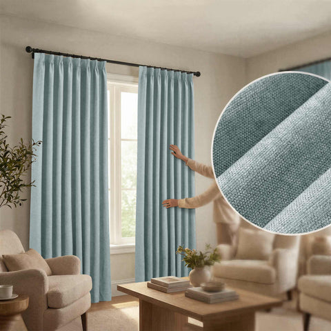 OY12 Blackout Soft Chenille Curtains Pinch Pleat 1 Panel