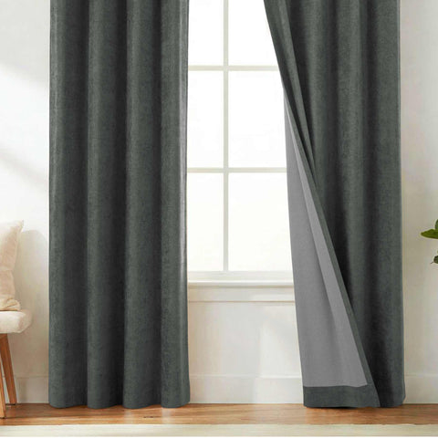 OY12 Blackout Soft Chenille Curtains Pinch Pleat 1 Panel