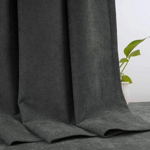 OY12 Blackout Soft Chenille Curtains Pinch Pleat 1 Panel