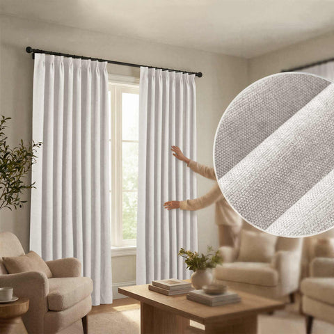 OY12 Blackout Soft Chenille Curtains Pinch Pleat 1 Panel