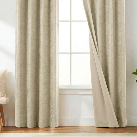 OY12 Blackout Soft Chenille Curtains Pinch Pleat 1 Panel