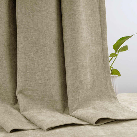 OY12 Blackout Soft Chenille Curtains Pinch Pleat 1 Panel