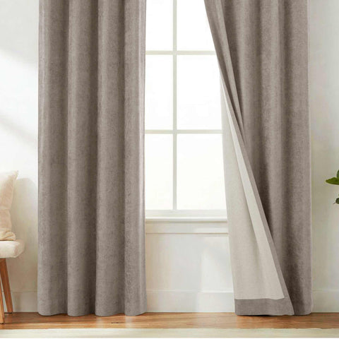 OY12 Blackout Soft Chenille Curtains Pinch Pleat 1 Panel