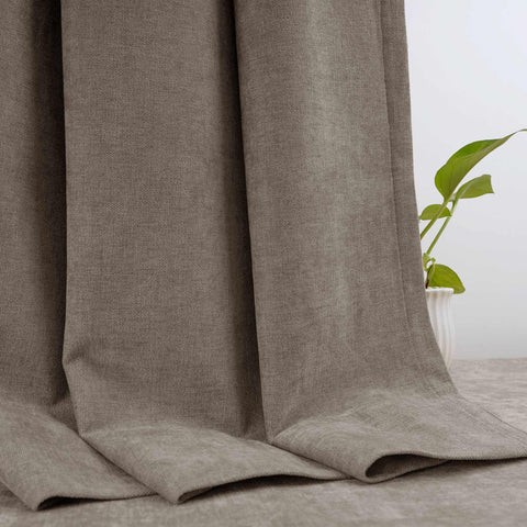 OY12 Blackout Soft Chenille Curtains Pinch Pleat 1 Panel
