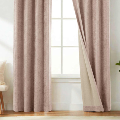 OY12 Blackout Soft Chenille Curtains Pinch Pleat 1 Panel