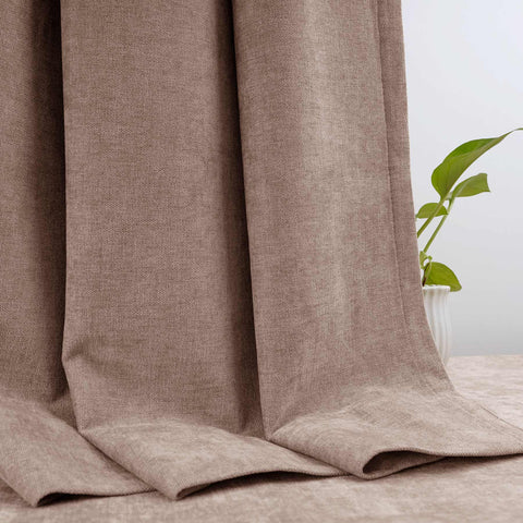 OY12 Blackout Soft Chenille Curtains Pinch Pleat 1 Panel
