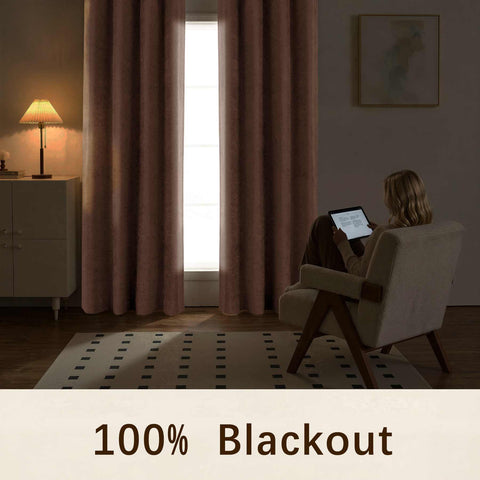 OY12 Blackout Soft Chenille Curtains Pinch Pleat 1 Panel