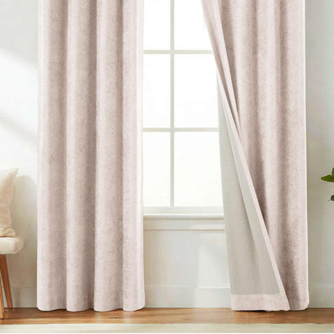 OY12 Blackout Soft Chenille Curtains Pinch Pleat 1 Panel