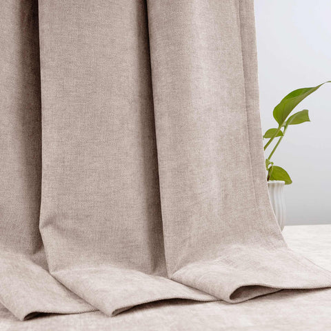 OY12 Blackout Soft Chenille Curtains Pinch Pleat 1 Panel