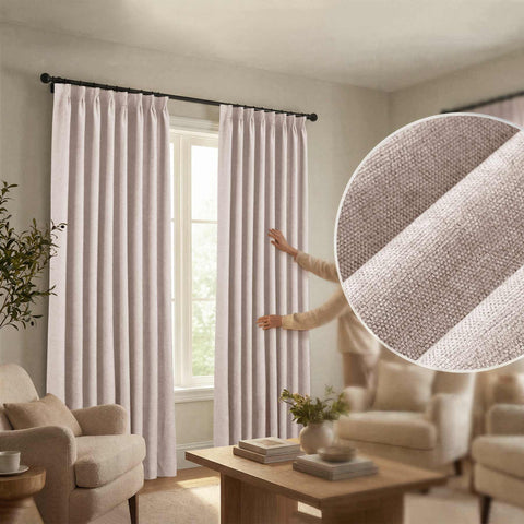 OY12 Blackout Soft Chenille Curtains Pinch Pleat 1 Panel