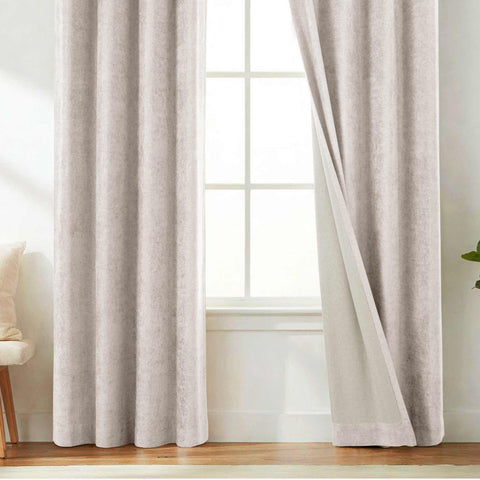OY12 Blackout Soft Chenille Curtains Pinch Pleat 1 Panel