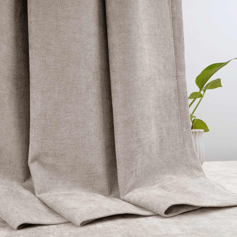 OY12 Blackout Soft Chenille Curtains Pinch Pleat 1 Panel