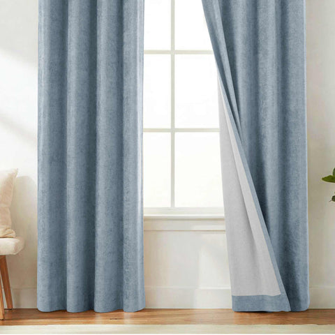 OY12 Blackout Soft Chenille Curtains Pinch Pleat 1 Panel
