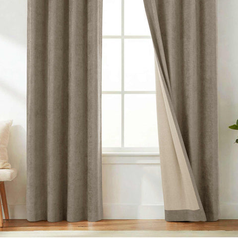 OY12 Blackout Soft Chenille Curtains Pinch Pleat 1 Panel