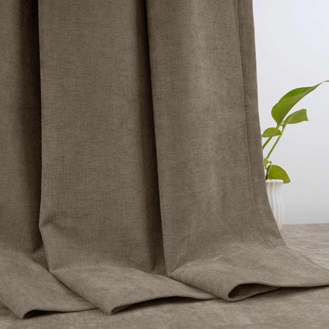 OY12 Blackout Soft Chenille Curtains Pinch Pleat 1 Panel