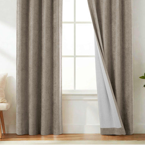 OY12 Blackout Soft Chenille Curtains Pinch Pleat 1 Panel