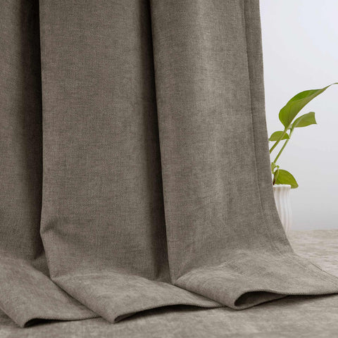OY12 Blackout Soft Chenille Curtains Pinch Pleat 1 Panel