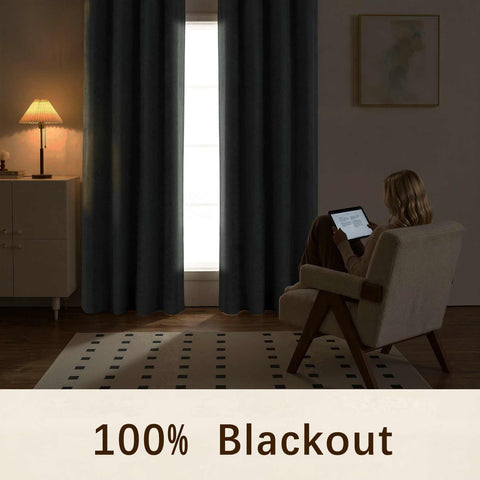 OY12 Blackout Soft Chenille Curtains Pinch Pleat 1 Panel
