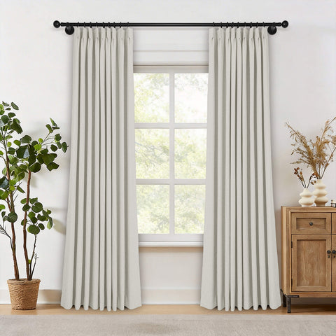 OY19S Linen Blend Soft Blackout Curtains Pinch Peat 1 Panel