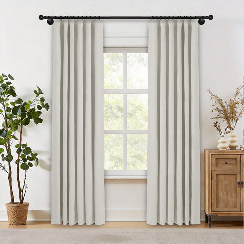 OY19S Soft Linen Blend Blackout Curtains 220GSM Flat Hooks 1 Panel