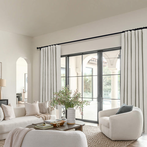OY19S Soft Linen Blend Blackout Curtains 220GSM Flat Hooks 1 Panel
