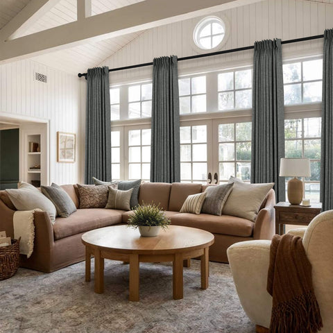 OY19S Blackout Linen Curtains 3 IN 1 Header 1 Panel