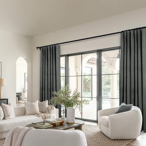 OY19S Soft Linen Blend Blackout Curtains 220GSM Flat Hooks 1 Panel