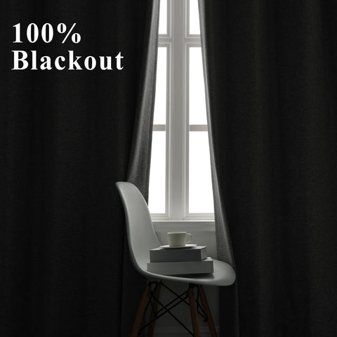OY19S Soft Linen Blend Blackout Curtains 220GSM Flat Hooks 1 Panel
