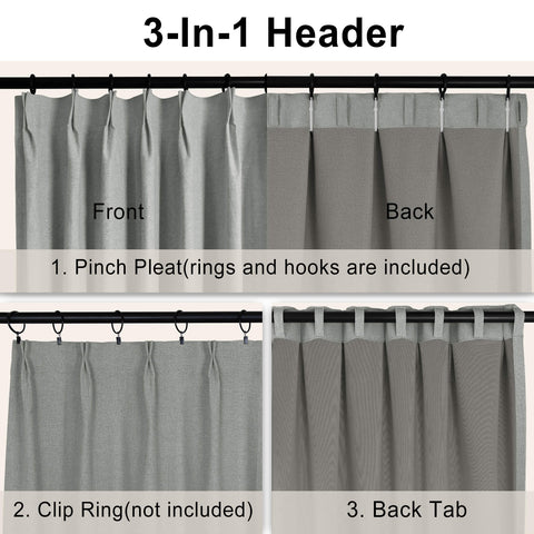 OY19S Blackout Linen Curtains 3 IN 1 Header 1 Panel