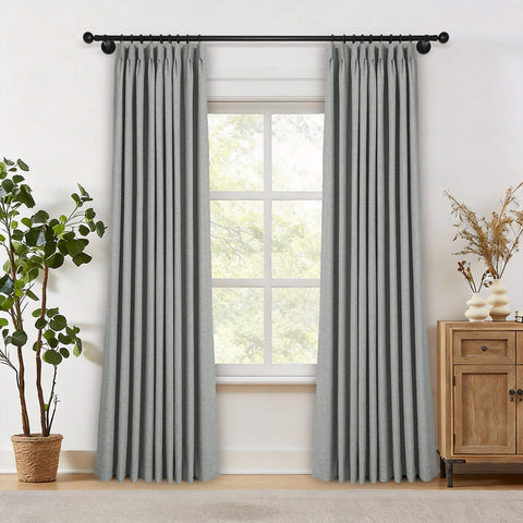OY19S Linen Blend Soft Blackout Curtains Pinch Peat 1 Panel