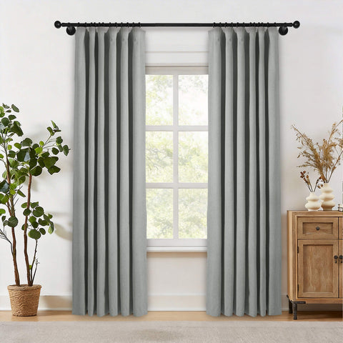 OY19S Soft Linen Blend Blackout Curtains 220GSM Flat Hooks 1 Panel