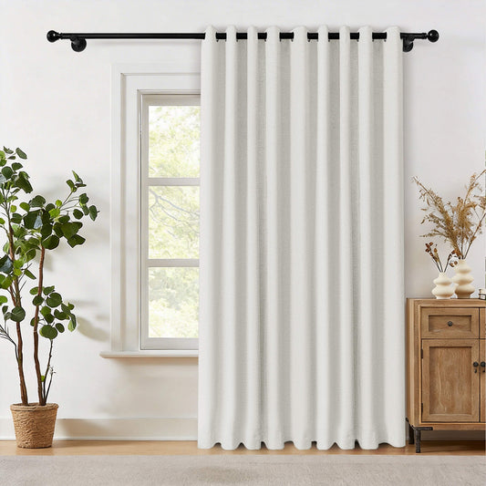 OY19S Soft Linen Blend Blackout Curtains Grommets 1 Panel