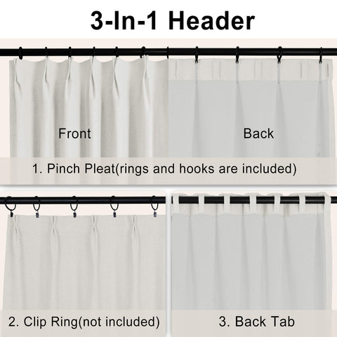 OY19S Blackout Linen Curtains 3 IN 1 Header 1 Panel
