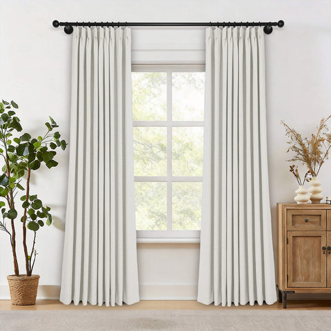 OY19S Linen Blend Soft Blackout Curtains Pinch Peat 1 Panel