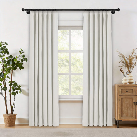 OY19S Soft Linen Blend Blackout Curtains 220GSM Flat Hooks 1 Panel