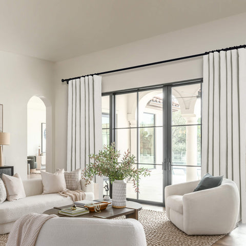OY19S Soft Linen Blend Blackout Curtains 220GSM Flat Hooks 1 Panel