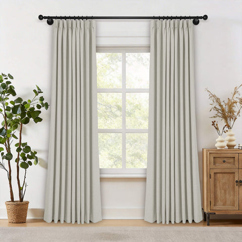 OY19S Linen Blend Soft Blackout Curtains Pinch Peat 1 Panel