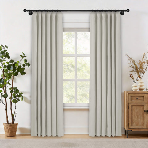 OY19S Soft Linen Blend Blackout Curtains 220GSM Flat Hooks 1 Panel