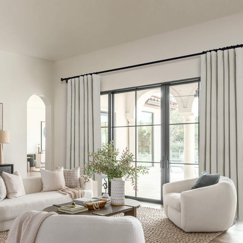 OY19S Soft Linen Blend Blackout Curtains 220GSM Flat Hooks 1 Panel