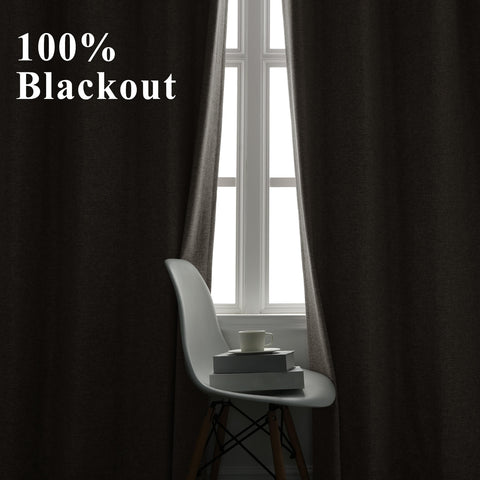OY19S Linen Blend Soft Blackout Curtains Pinch Peat 1 Panel