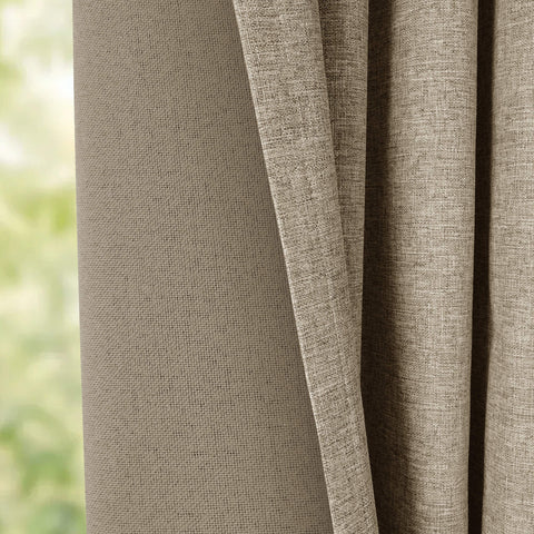 OY19S Soft Linen Blend Blackout Curtains 220GSM Flat Hooks 1 Panel