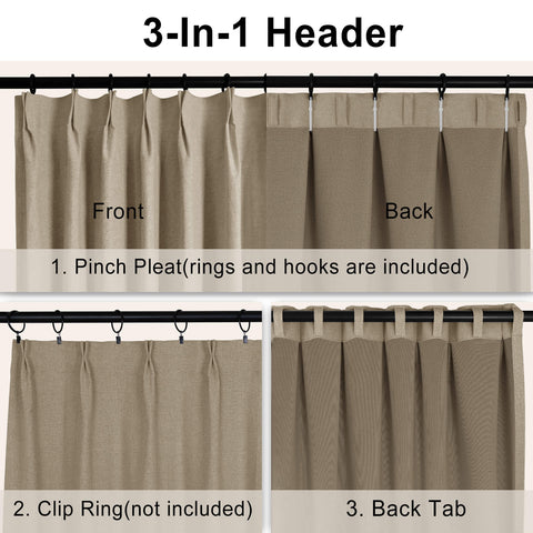 OY19S Blackout Linen Curtains 3 IN 1 Header 1 Panel