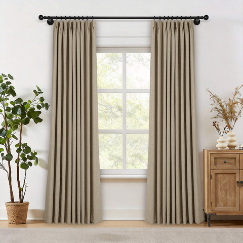OY19S Linen Blend Soft Blackout Curtains Pinch Peat 1 Panel