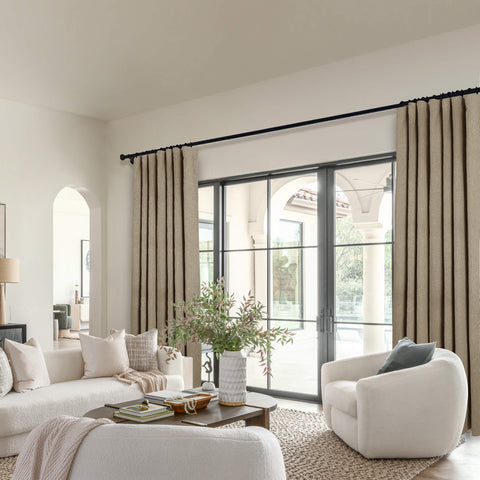 OY19S Soft Linen Blend Blackout Curtains 220GSM Flat Hooks 1 Panel