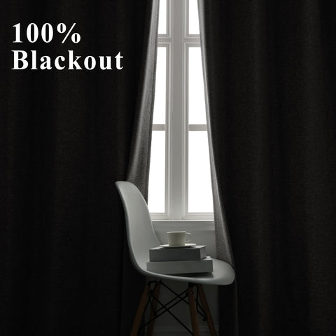 OY19S Linen Blend Soft Blackout Curtains Pinch Peat 1 Panel