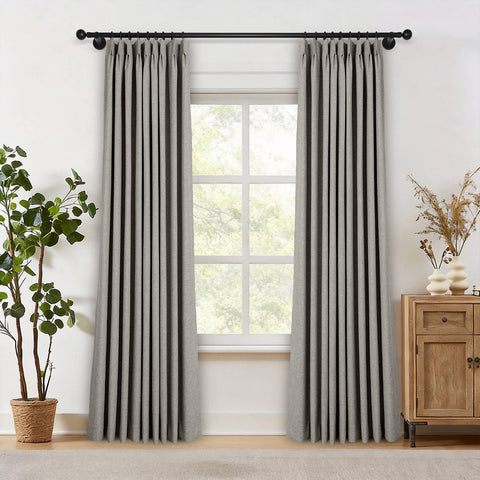 OY19S Linen Blend Soft Blackout Curtains Pinch Peat 1 Panel