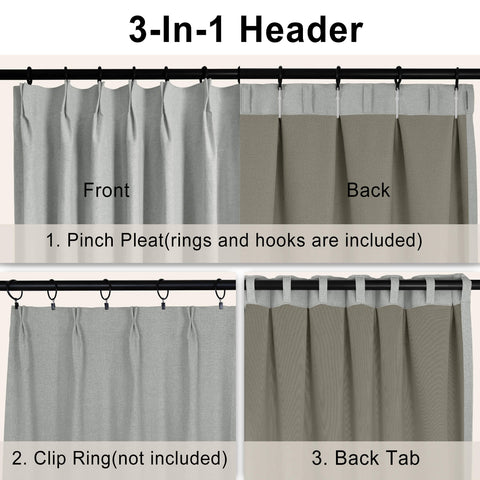 OY19S Blackout Linen Curtains 3 IN 1 Header 1 Panel